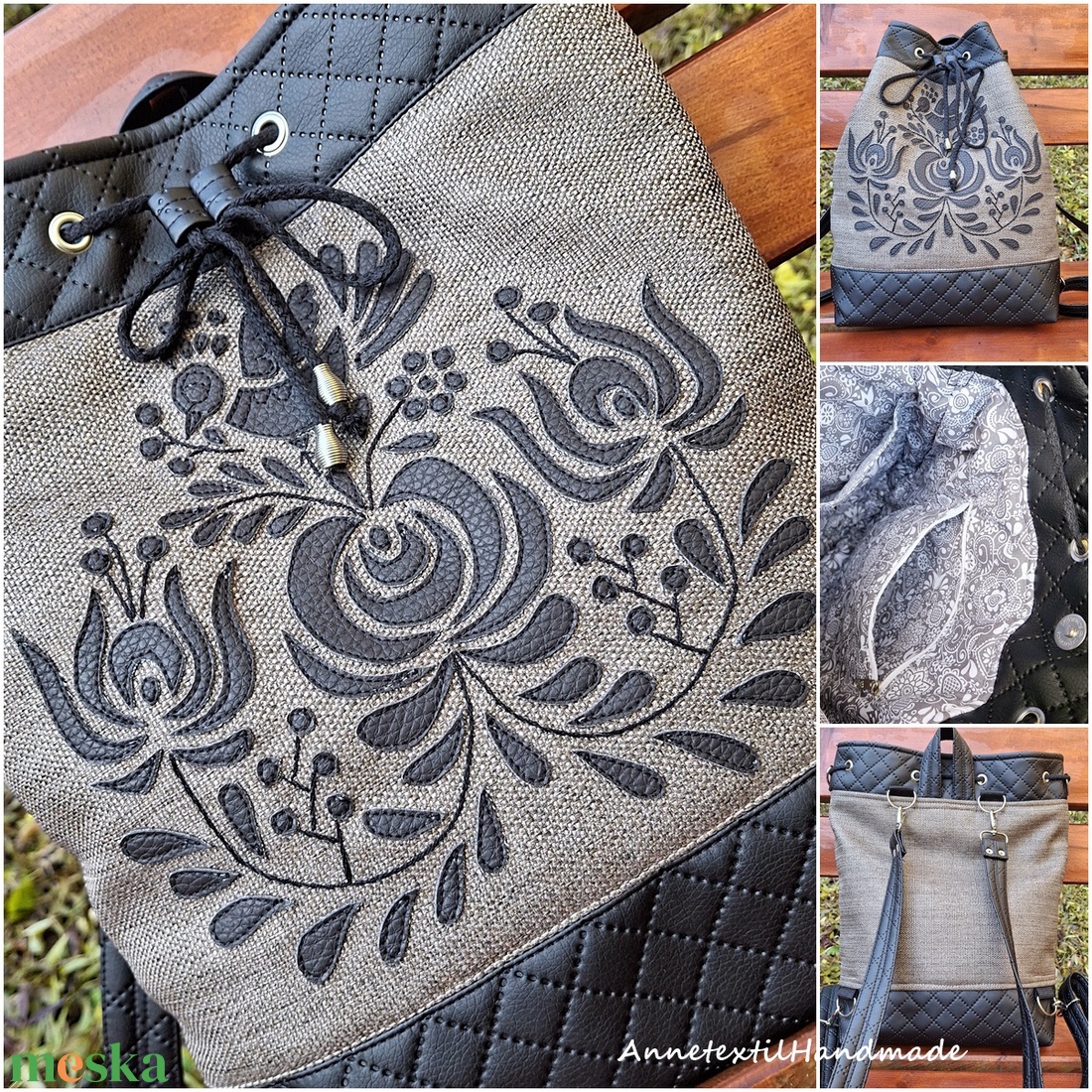 Matyó madaras többfunkciós hátizsák/oldaltáska  - táska & tok - hátizsák - hátizsák - Meska.hu