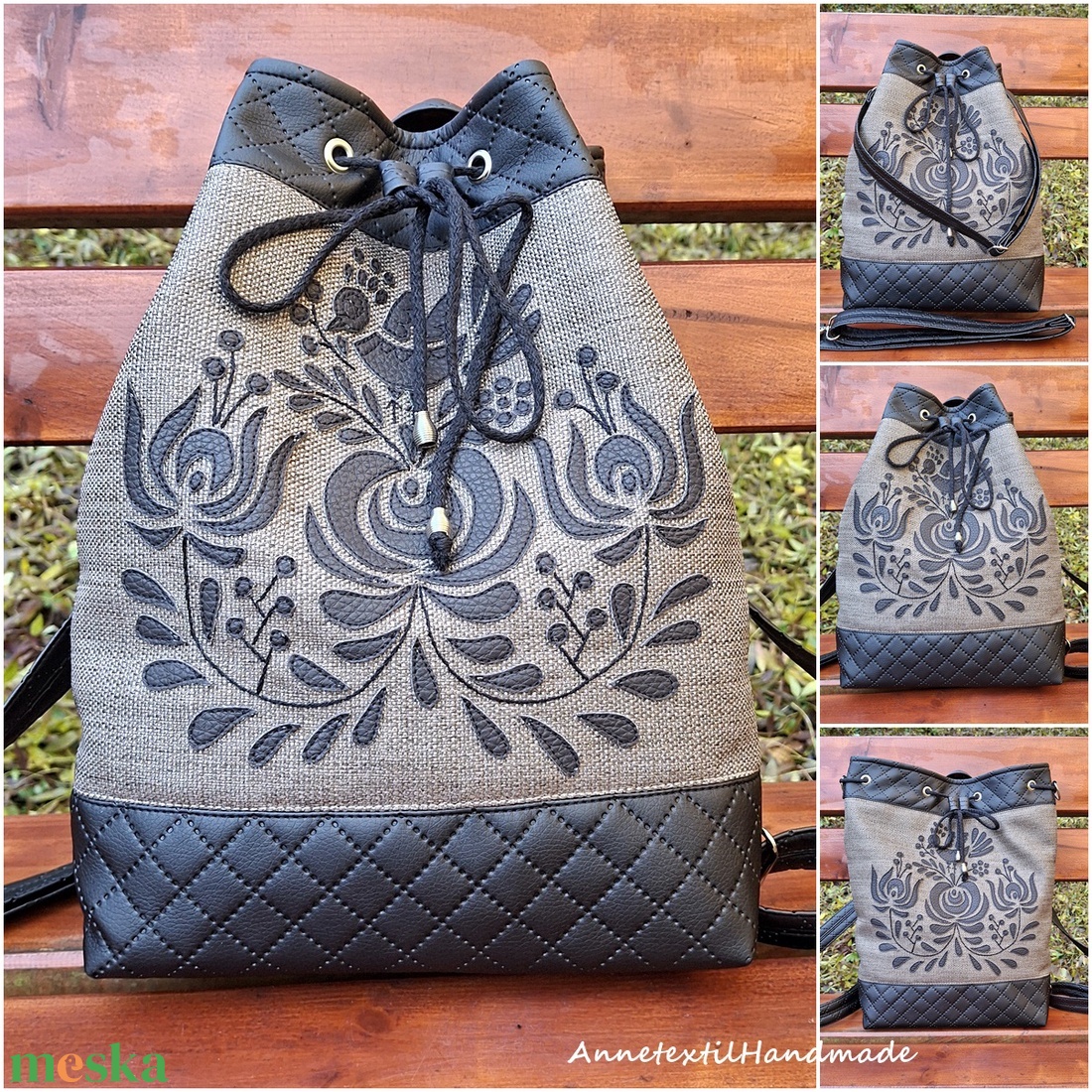 Matyó madaras többfunkciós hátizsák/oldaltáska  - táska & tok - hátizsák - hátizsák - Meska.hu