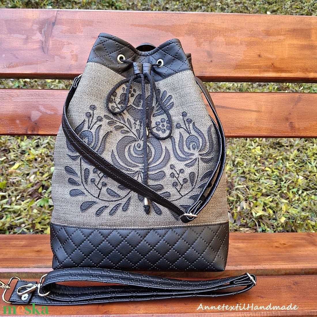 Matyó madaras többfunkciós hátizsák/oldaltáska  - táska & tok - hátizsák - hátizsák - Meska.hu