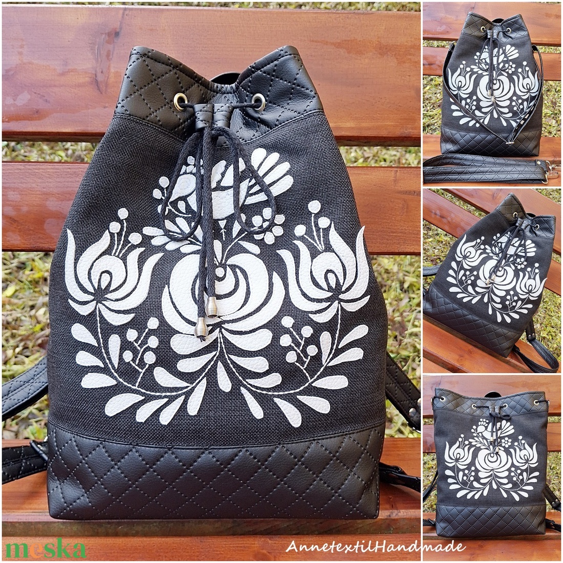 Matyó madaras többfunkciós hátizsák/oldaltáska  - táska & tok - hátizsák - hátizsák - Meska.hu