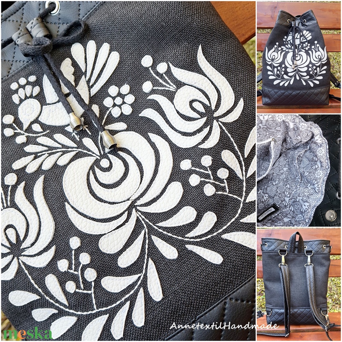 Matyó madaras többfunkciós hátizsák/oldaltáska  - táska & tok - hátizsák - hátizsák - Meska.hu