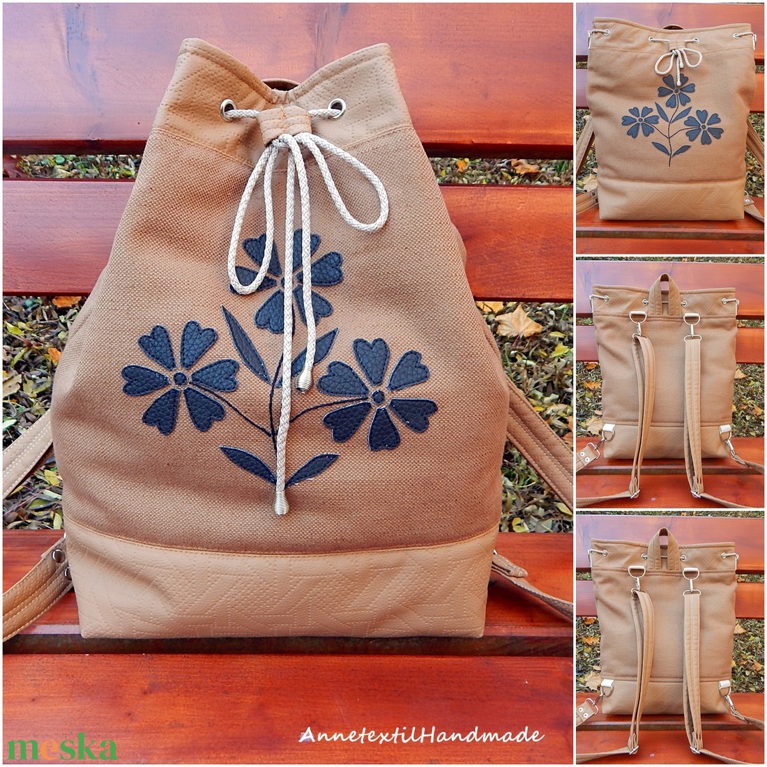 Kalocsa virágok többfunkciós hátizsák/oldaltáska  - táska & tok - hátizsák - hátizsák - Meska.hu