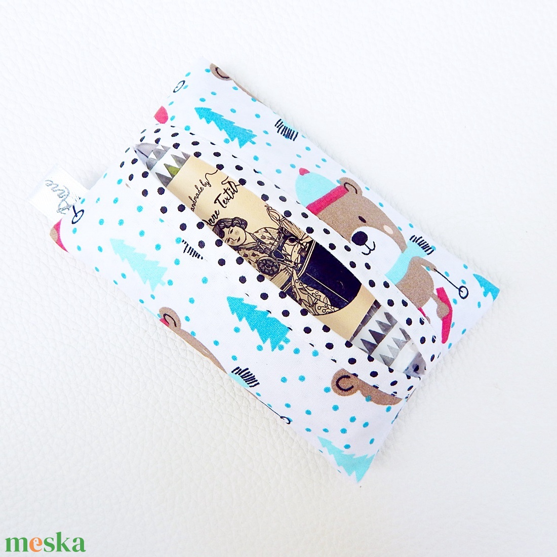 Két oldalas papírzsebkendő tartó - winter bear  - karácsony - mikulás - mikulás ajándékok - Meska.hu