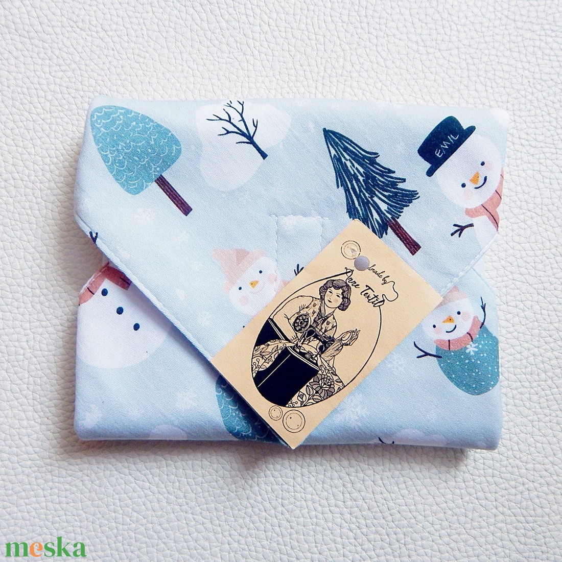 Újraszalvéta téli mese, hóember prémium, vízhatlan csomagoló - otthon & életmód - konyhafelszerelés, tálalás - konyhai textil - szalvéta - Meska.hu