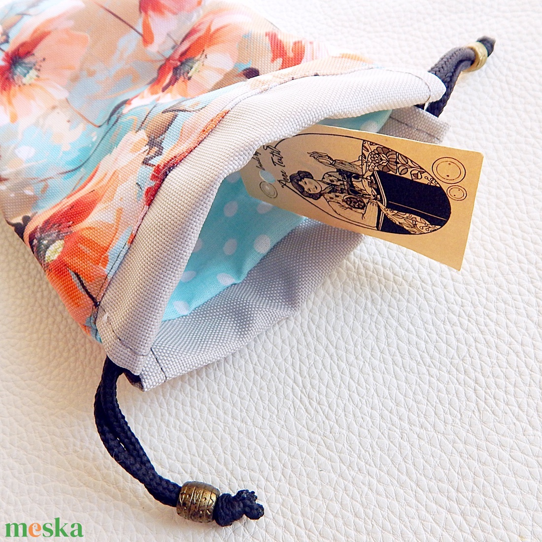 Ajándék zsák, pipacsos mintás, bélelt, prémium textil - otthon & életmód - papír, írószer - ajándékozás kellékei - ajándékzsák, csomagolás - Meska.hu