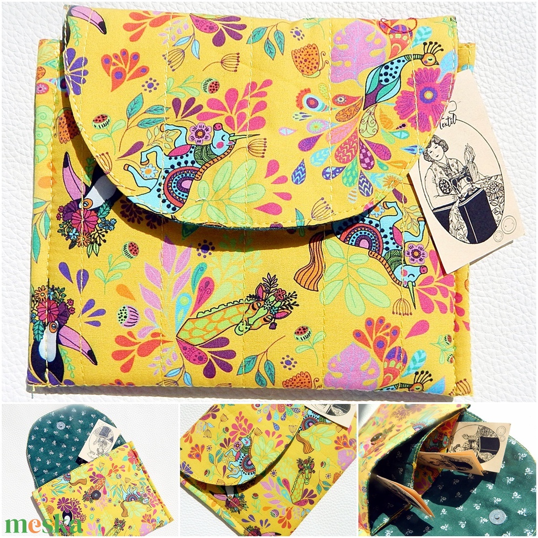 3 fakkos, varázslatos mintás neszeszer - unikornis, tukán, páva - kézműves sminktartó - táska & tok - neszesszer - Meska.hu