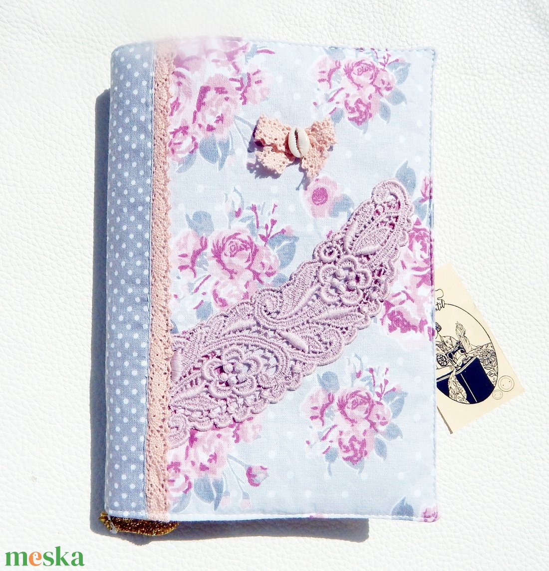 Vintage romantika - kézműves pamutvászon könyvborító  - könyv & zene - könyvtok - Meska.hu