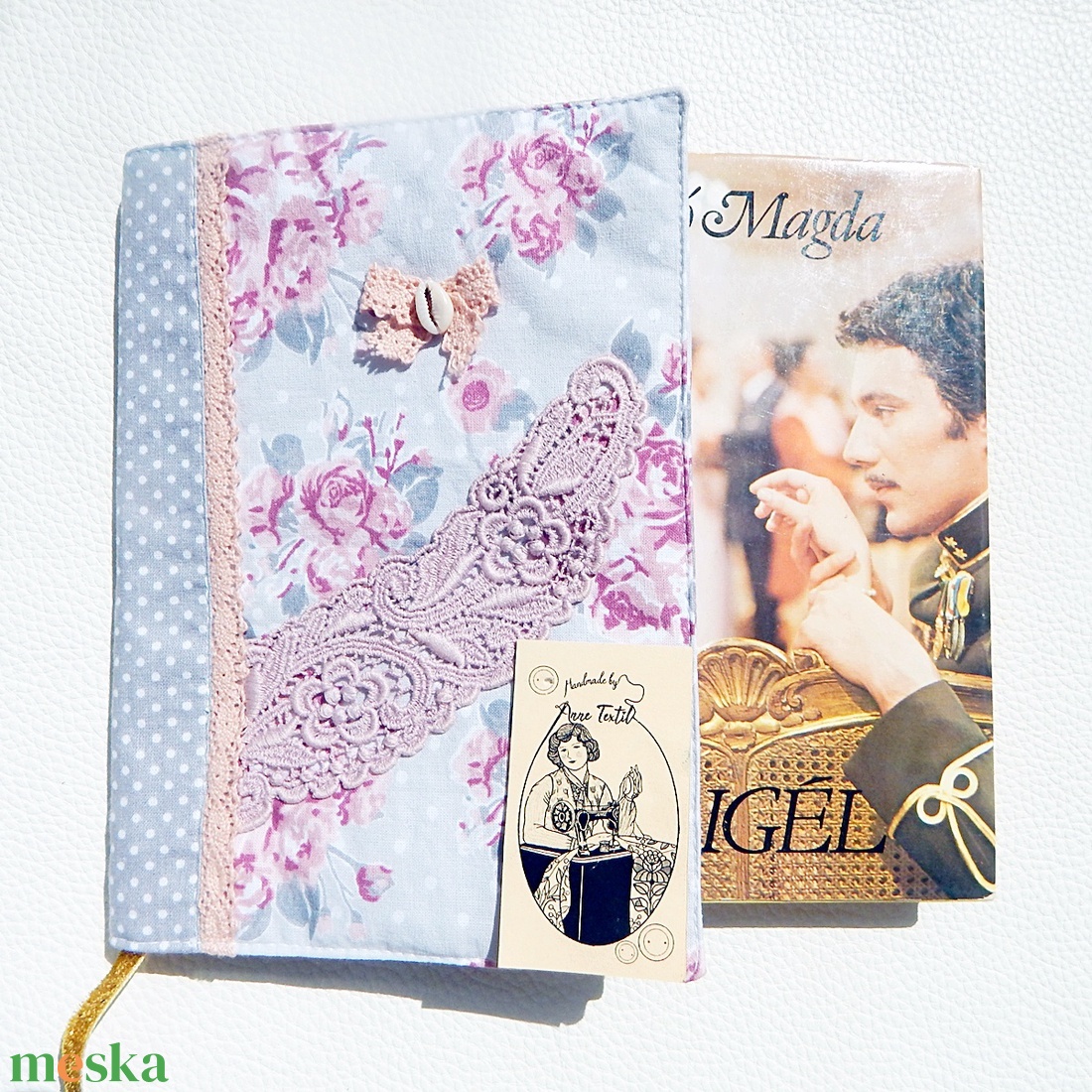 Vintage romantika - kézműves pamutvászon könyvborító  - könyv & zene - könyvtok - Meska.hu