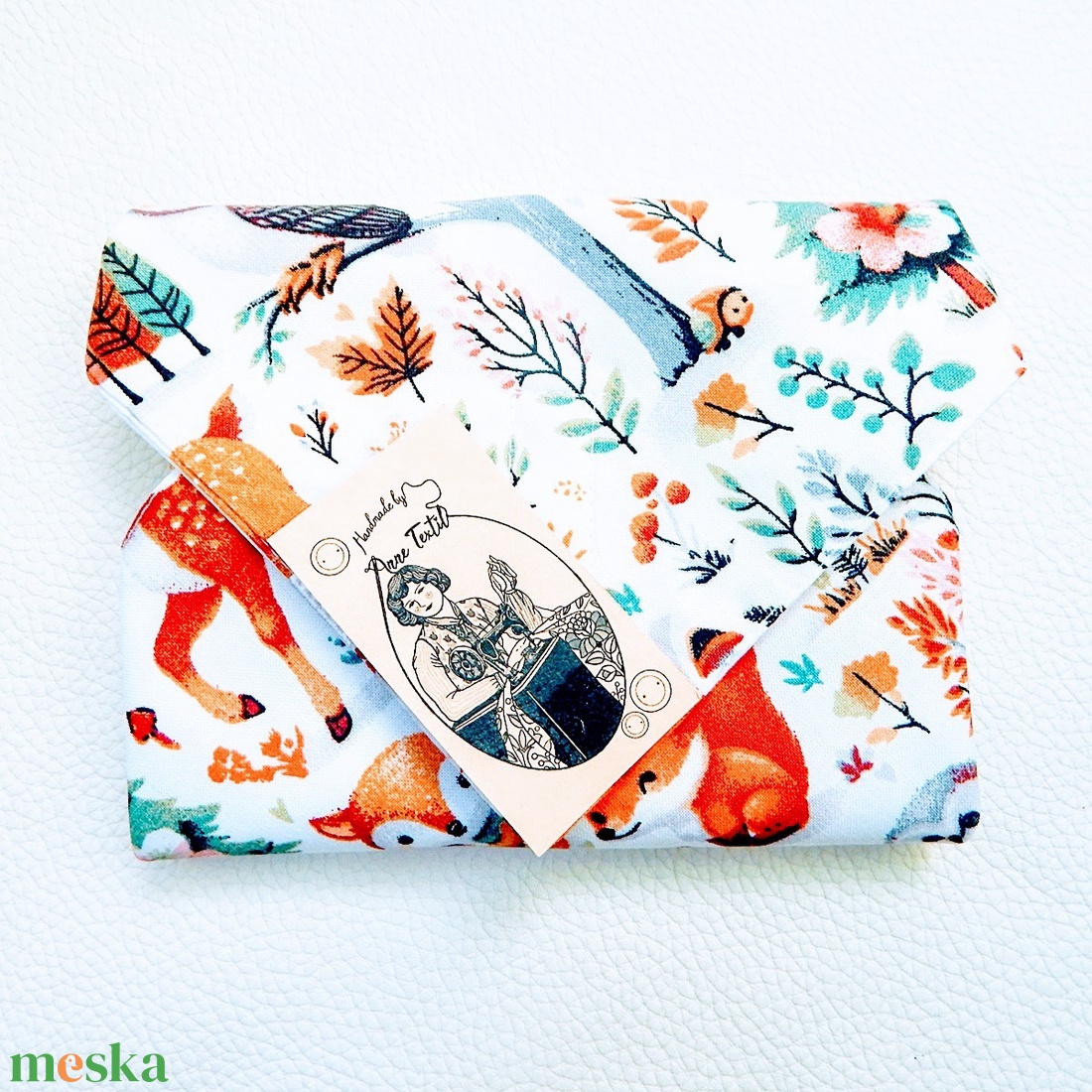 Újraszalvéta őzikés,  erdei állatos környezettudatos vízhatlan csomagoló - annetextil - táska & tok - uzsonna- & ebéd tartó - szendvics csomagoló - Meska.hu