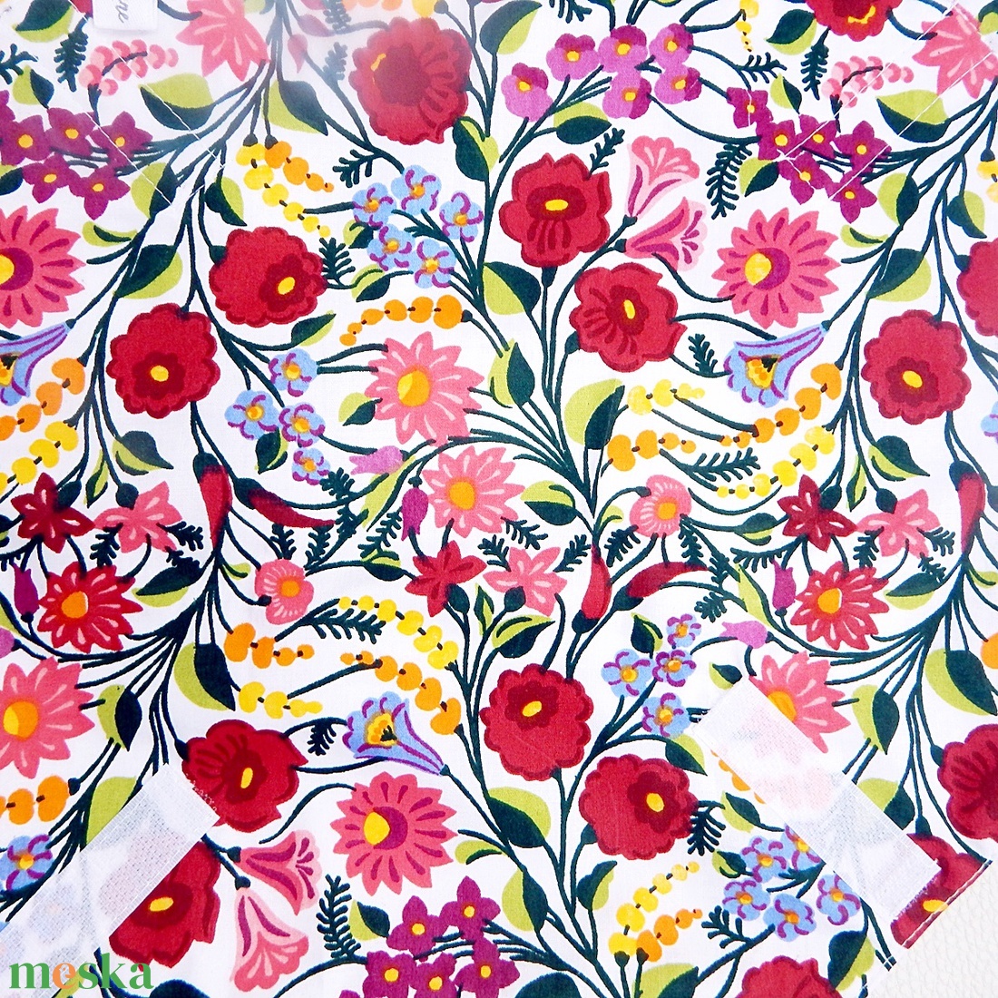 Ökoszalvéta és Újraszalvéta kalocsai virágok mintás, a stílusos megoldás - táska & tok - uzsonna- & ebéd tartó - szendvics csomagoló - Meska.hu