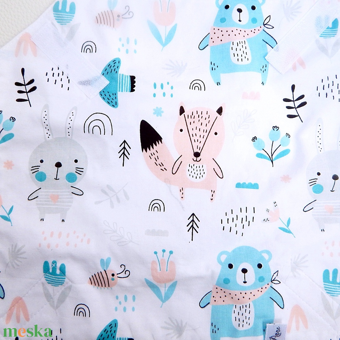 Ökoszalvéta és Újraszalvéta erdei állatos, türkiz macis mintás, a stílusos megoldás - táska & tok - uzsonna- & ebéd tartó - szendvics csomagoló - Meska.hu