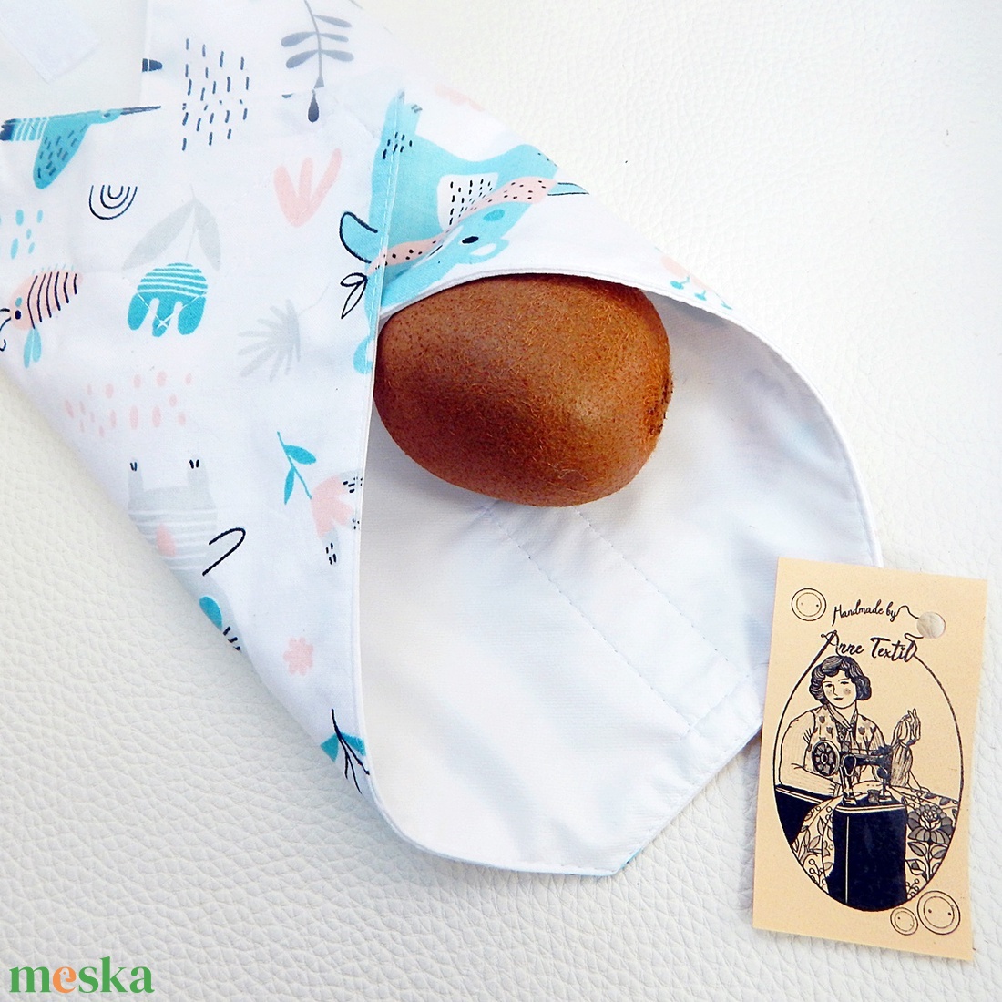 Ökoszalvéta és Újraszalvéta erdei állatos, türkiz macis mintás, a stílusos megoldás - táska & tok - uzsonna- & ebéd tartó - szendvics csomagoló - Meska.hu