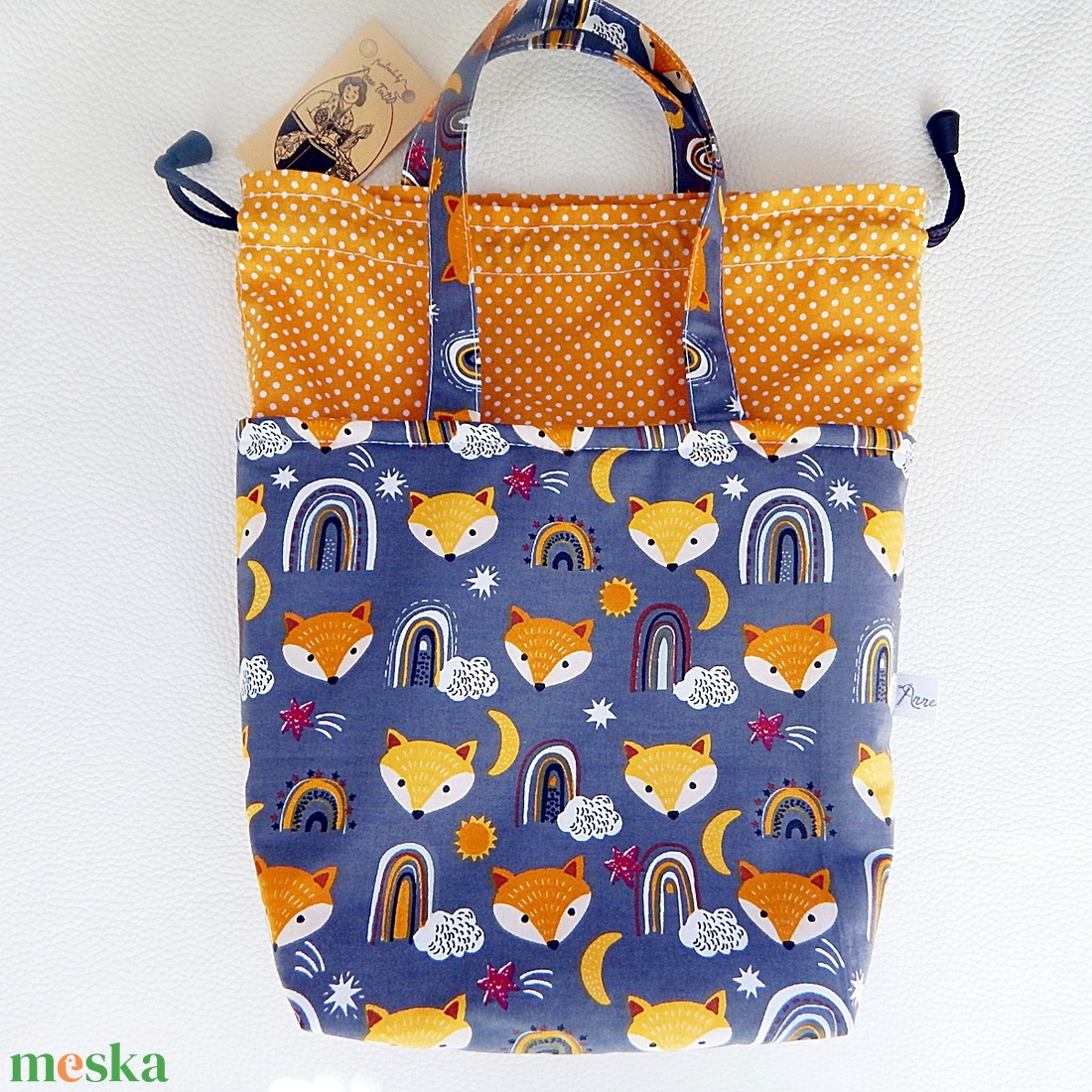 2 részes Kids Bag Szett � Vízhatlan uzsonnás táska és nasi zsák (Rókás/Szivárványos/Pöttyös) - táska & tok - uzsonna- & ebéd tartó - ebéd tasak, doboz - Meska.hu