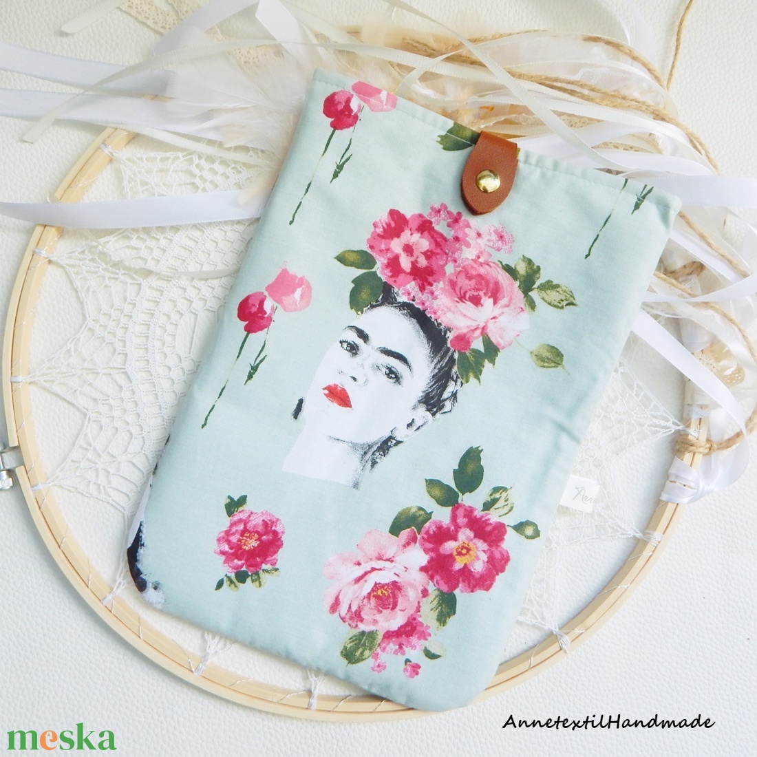  Puha tablettok és ebook tok mentazöld Frida Khalo mintás táska tok tablethez eBookhoz - táska & tok - ebook & tablet tok - Meska.hu