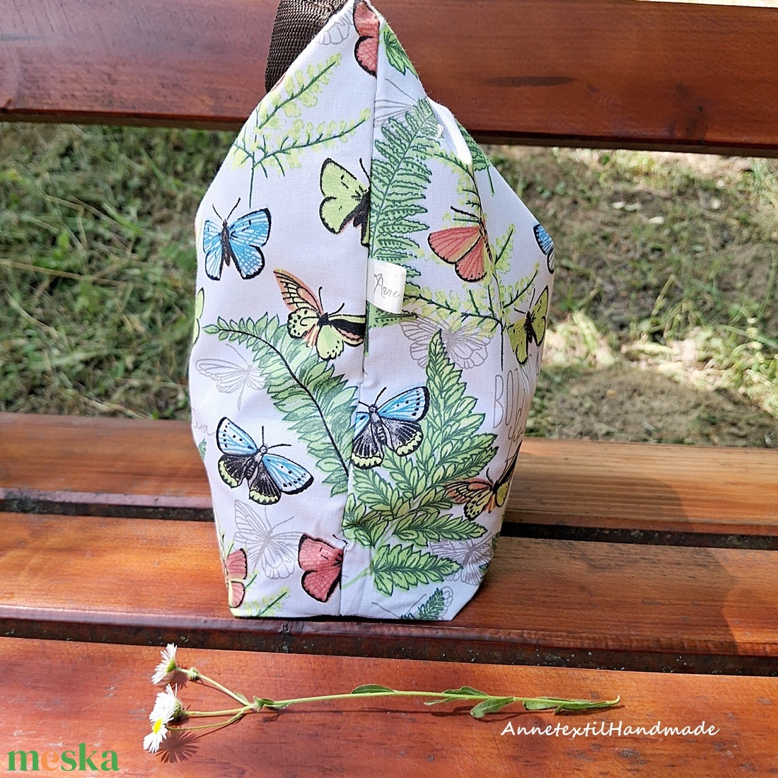 Ebédtáska Rolltop lunch bag botanikus pillangós páfrányos - táska & tok - uzsonna- & ebéd tartó - ebéd tasak, doboz - Meska.hu