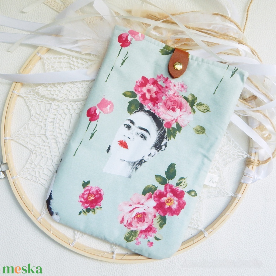  Puha tablettok és ebook tok mentazöld Frida Khalo mintás táska tok tablethez eBookhoz - táska & tok - ebook & tablet tok - Meska.hu