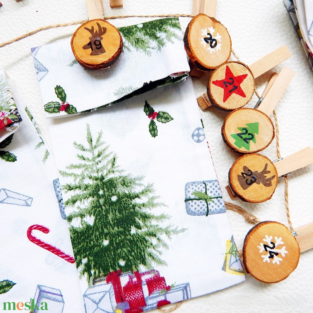 Adventi kalendárium zsák szett kiegészítőkkel - Karácsony - karácsony - adventi díszek - adventi naptár - Meska.hu