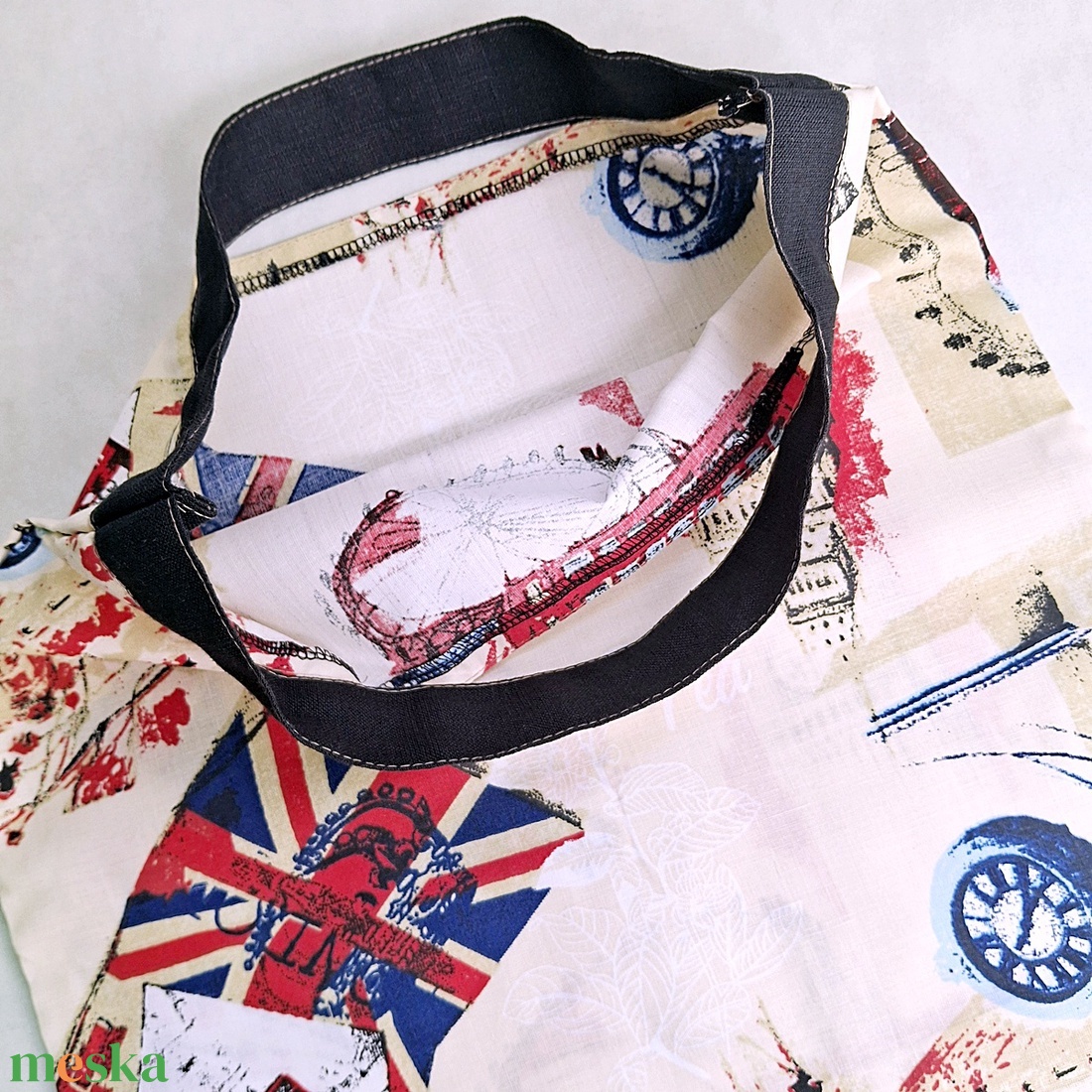 Kis méretűre összehajtható London stílusú bevásárló szatyor női táskába - táska & tok - bevásárlás & shopper táska - shopper, textiltáska, szatyor - Meska.hu