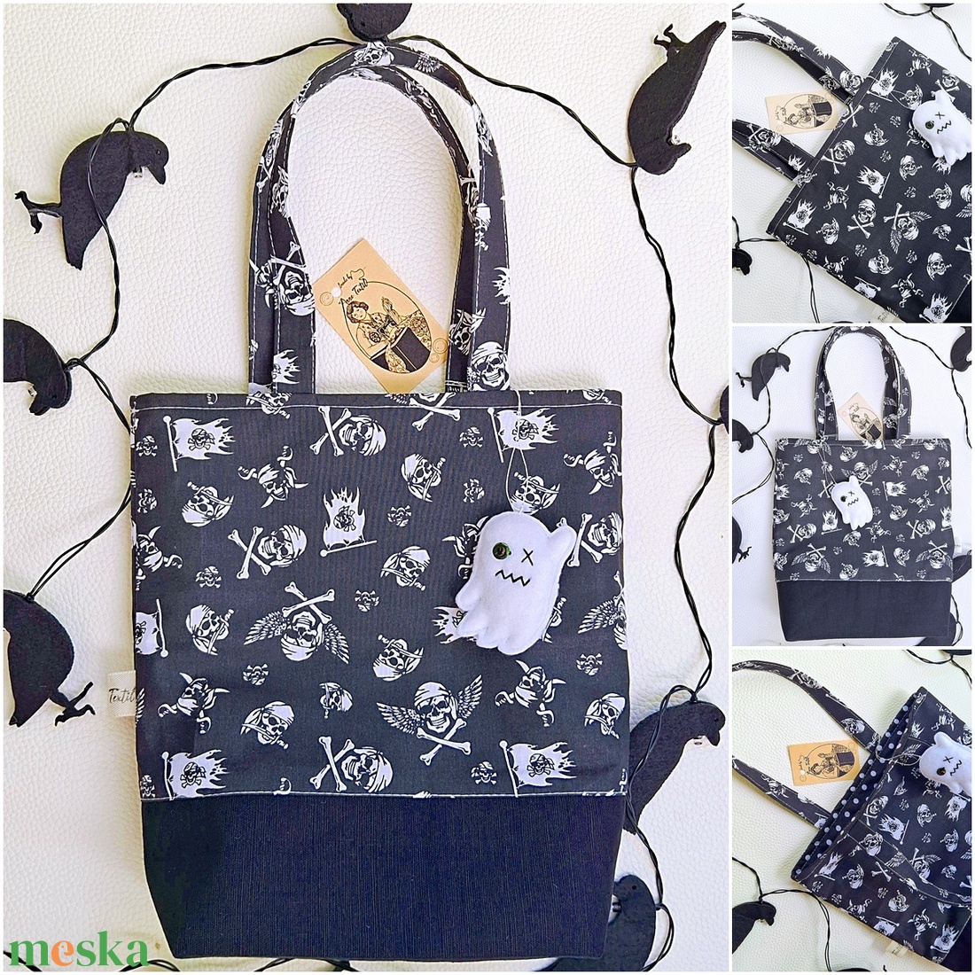 Halloween táska � Kalózos cukorkagyűjtő kistáska szellemmel gyerekeknek - otthon & életmód - dekoráció - halloween - halloweeni jelmez és kiegészítők - Meska.hu