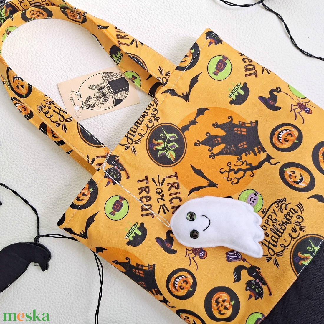 Halloween táska � Kísértetkastélyos cukorkagyűjtő kistáska szellemmel gyerekeknek - otthon & életmód - dekoráció - halloween - halloweeni jelmez és kiegészítők - Meska.hu