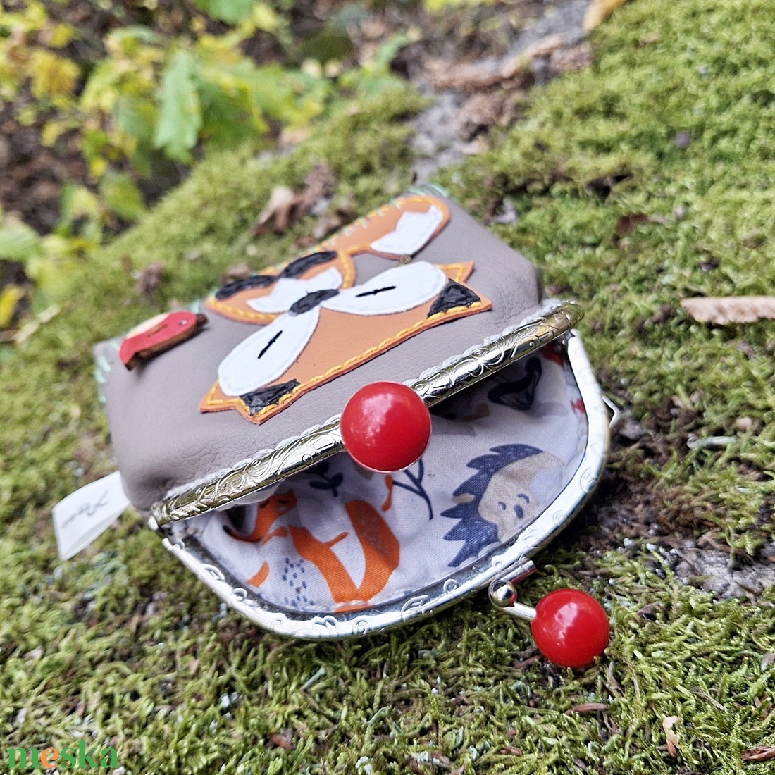 Rókás Candy kapcsos pénztárca, kis táska lánccal - táska & tok - pénztárca & más tok - pénztárca - női pénztárca - Meska.hu