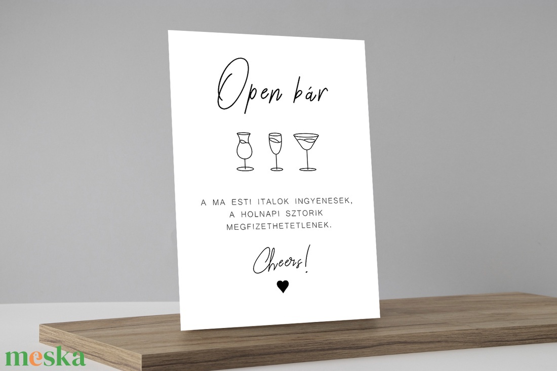 Esküvői open bár tábla - esküvő - dekoráció - tábla & jelzés - Meska.hu
