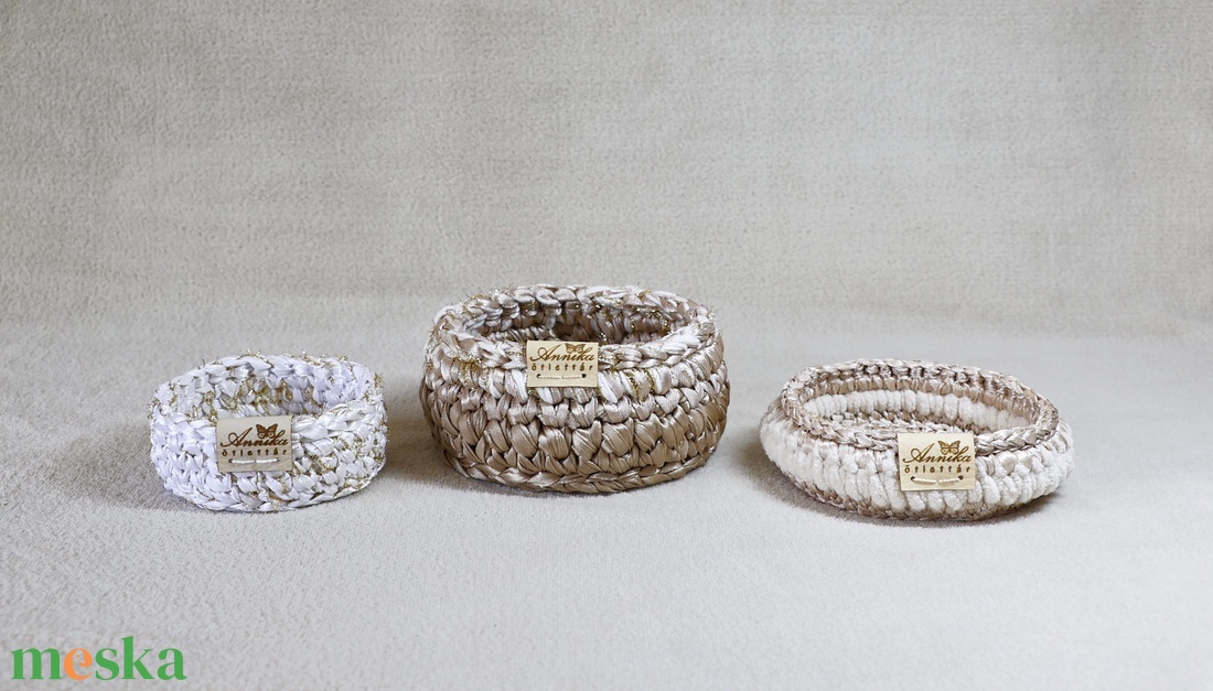 Horgolt ékszertartó kosár (közepes) - ékszer - ékszertartó - ékszertartó tál - Meska.hu