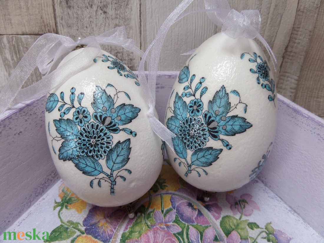  Apponyi (Herendi) mintás szalvétával díszített húsvéti tojások - otthon & lakás - dekoráció - dísztárgy - Meska.hu