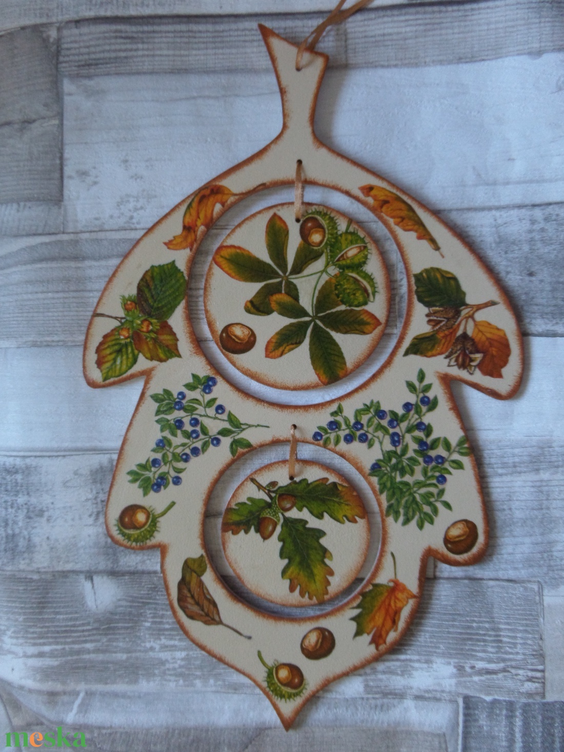 Őszi falevél ajtódísz,kopogtató,üdvözlőtábla - otthon & életmód - dekoráció - ajtó- és ablak dekoráció - ajtódísz & kopogtató - Meska.hu