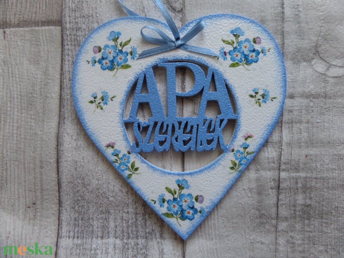  Szív alakú dísz Apa szeretlek vagy Papa szeretlek felirattal - otthon & lakás - dekoráció - dísztárgy - Meska.hu