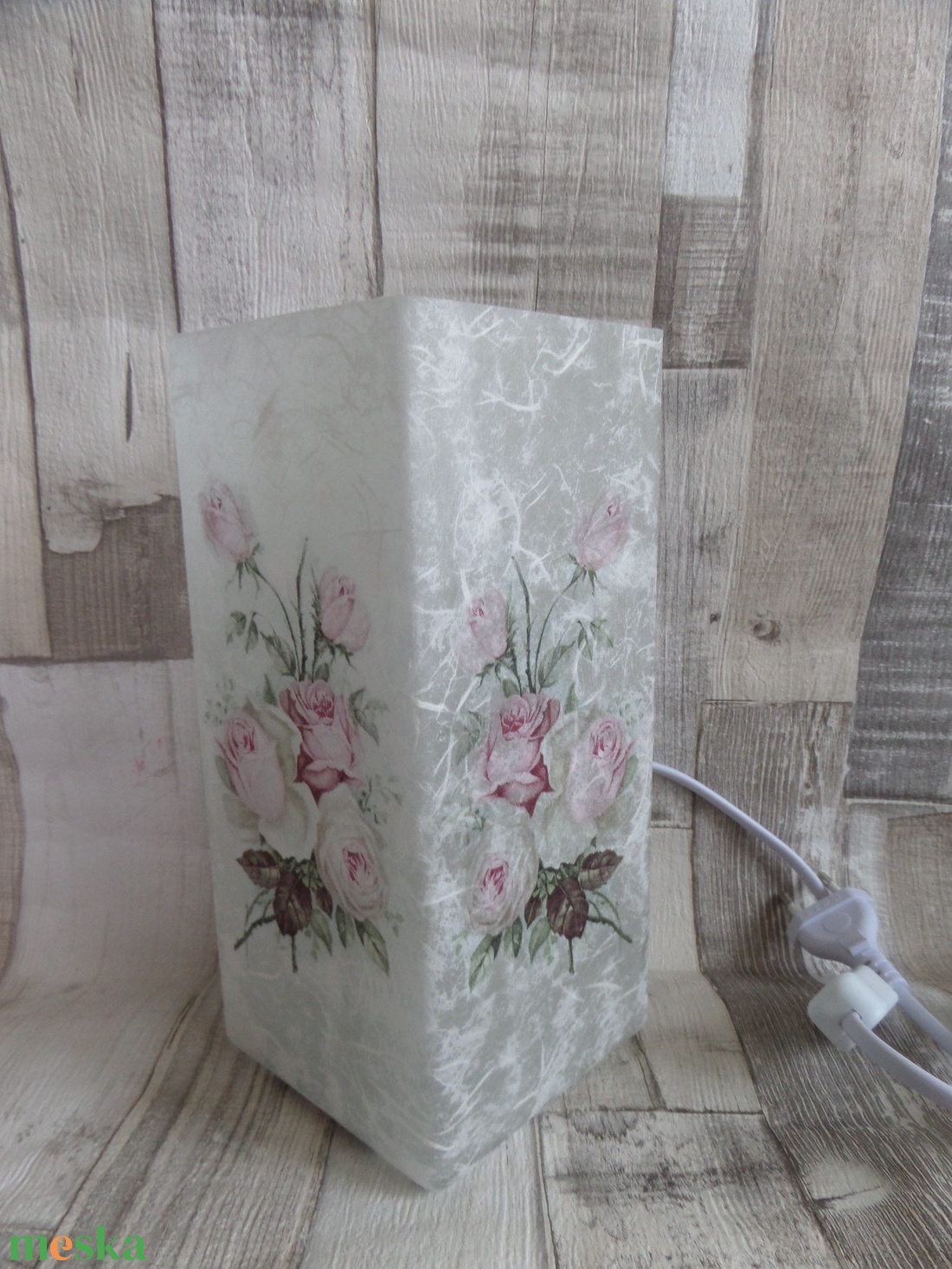 Asztali lámpa,éjjeli lámpa,hangulatlámpa vintage rózsa vagy rózsa mintával - otthon & életmód - lámpa - hangulatlámpa - Meska.hu