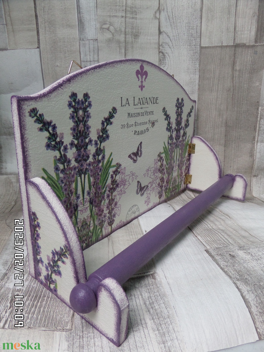 Levendula mintás fali konyhai  papírtörlőtartó - otthon & életmód - konyhafelszerelés, tálalás - konyhai dekoráció - konyhai dísz - Meska.hu