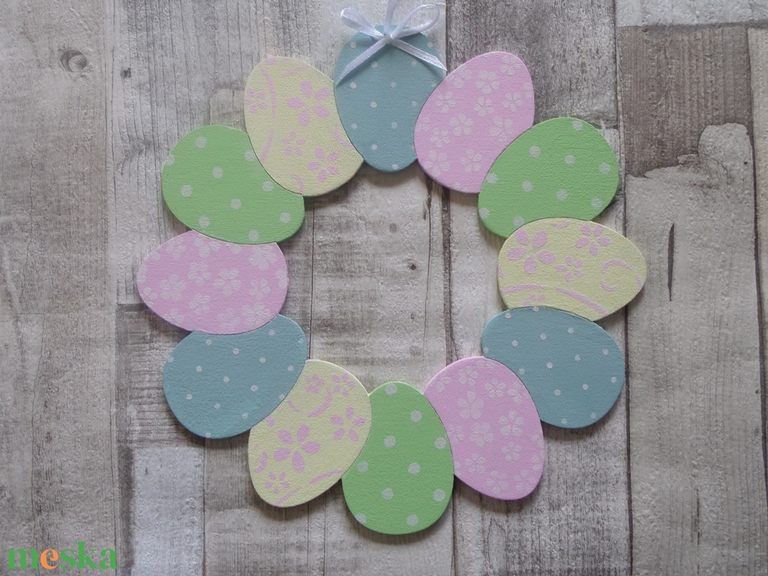 Húsvéti,tavaszi tojáskoszorú alakú ajtódísz - otthon & életmód - dekoráció - ajtó- és ablak dekoráció - ajtódísz & kopogtató - Meska.hu