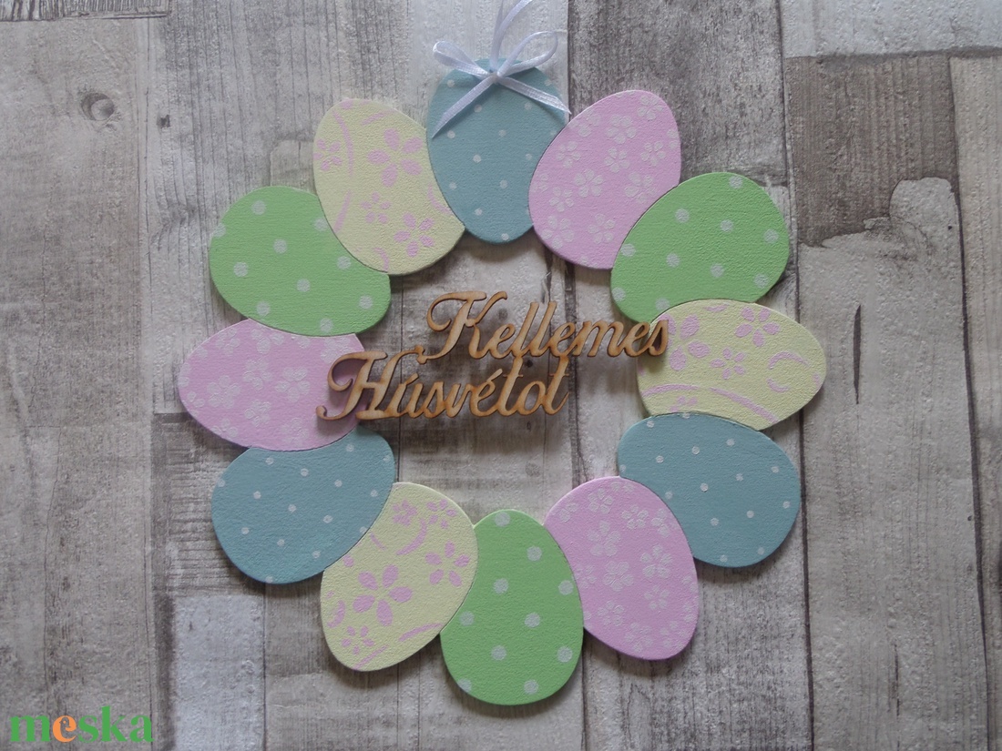 Húsvéti,tavaszi tojáskoszorú alakú ajtódísz - otthon & életmód - dekoráció - ajtó- és ablak dekoráció - ajtódísz & kopogtató - Meska.hu