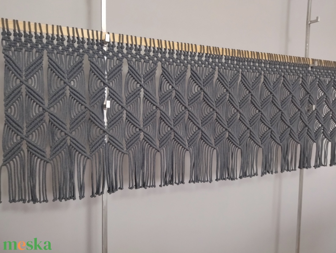 Makramé falvédő grafit - otthon & életmód - lakástextil - falvédő - Meska.hu