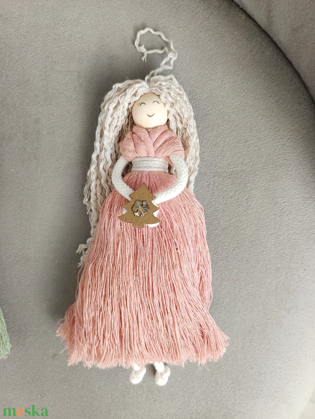 Rózsaszín ruhás angyalka - karácsony - karácsonyi lakásdekoráció - karácsonyi lakásdíszek - Meska.hu