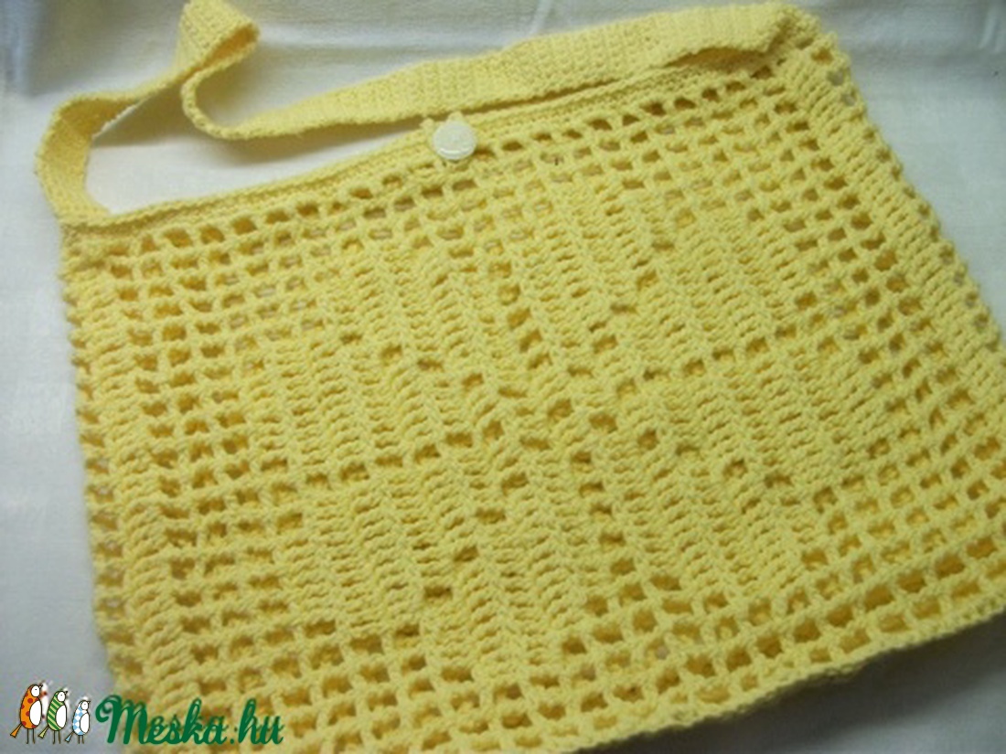 Kankalin sárga, napsárga, horgolt, vállon hordható, bevásárló szatyor, strandtáska -  - Meska.hu