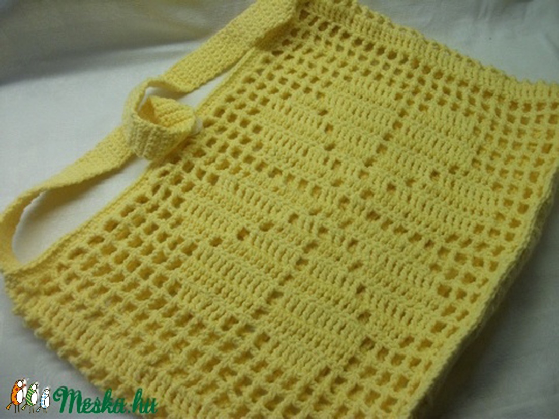 Kankalin sárga, napsárga, horgolt, vállon hordható, bevásárló szatyor, strandtáska -  - Meska.hu