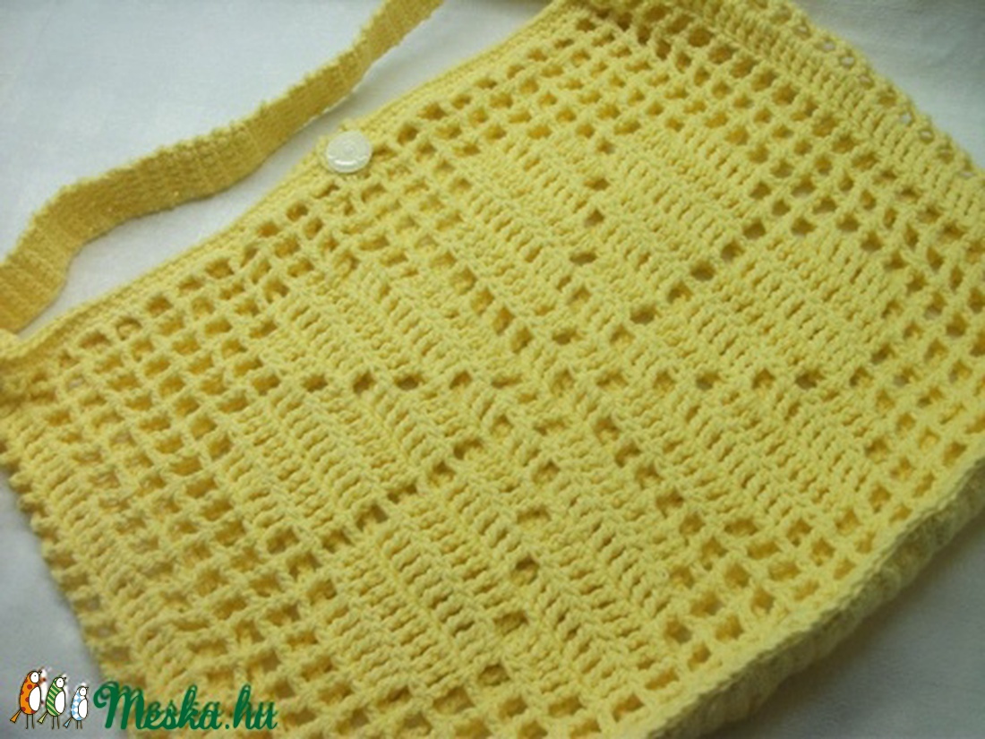 Kankalin sárga, napsárga, horgolt, vállon hordható, bevásárló szatyor, strandtáska -  - Meska.hu