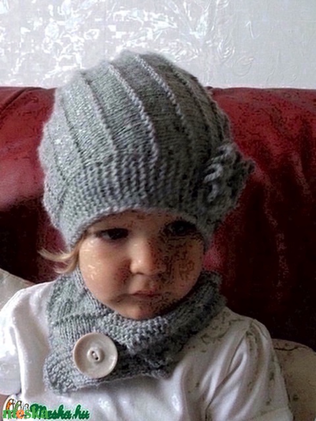 Vanilia sárga kötött sapka-nyakmelegítő együttes, masnival kicsi lányoknak, vagy nagyoknak - ruha & divat - babaruha & gyerekruha - babasapka - Meska.hu