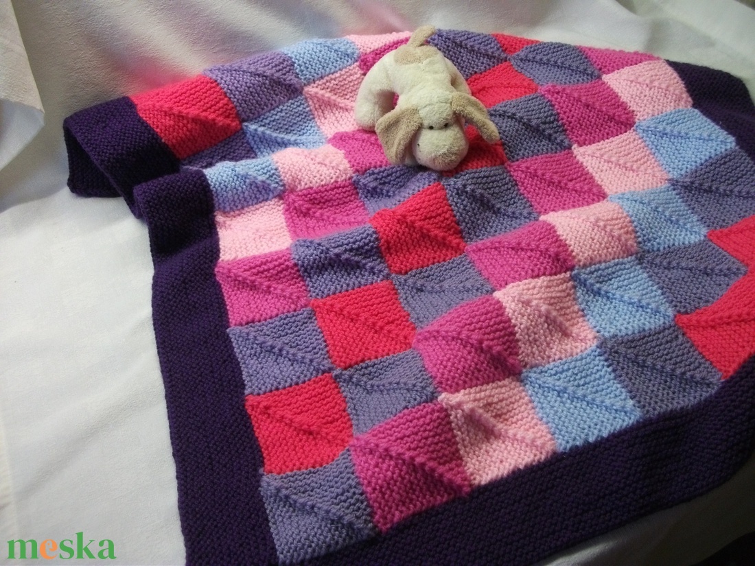 Kötött kislány takaró, patchwork takaró kislánynak - otthon & életmód - babaszoba, gyerekszoba - babatakaró, gyerek pléd - Meska.hu