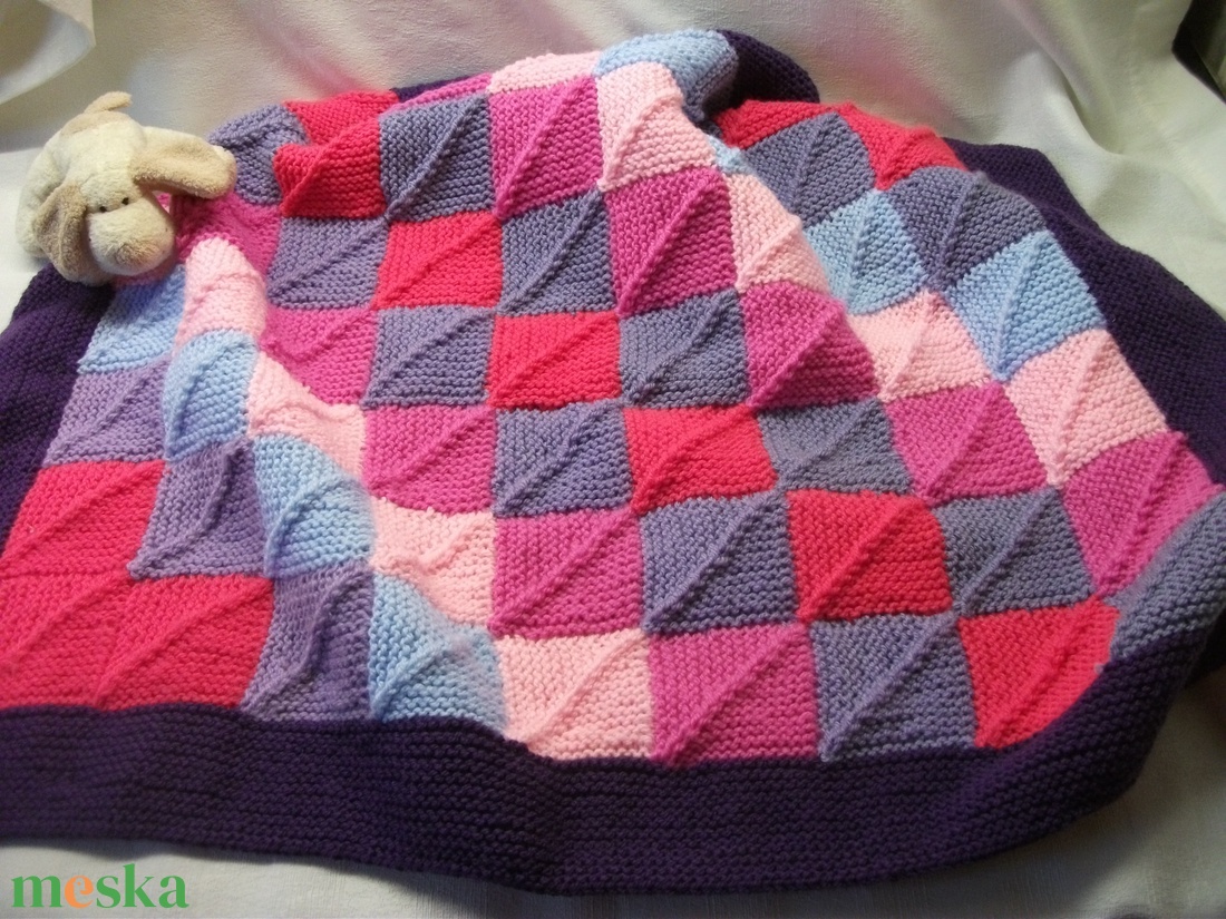 Kötött kislány takaró, patchwork takaró kislánynak - otthon & életmód - babaszoba, gyerekszoba - babatakaró, gyerek pléd - Meska.hu