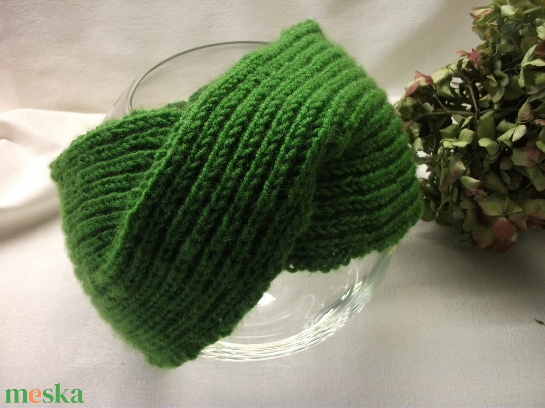 Lombzöld, atmeneti, kötött , széles fejpánt - ruha & divat - sál, sapka, kendő - fejpánt - Meska.hu