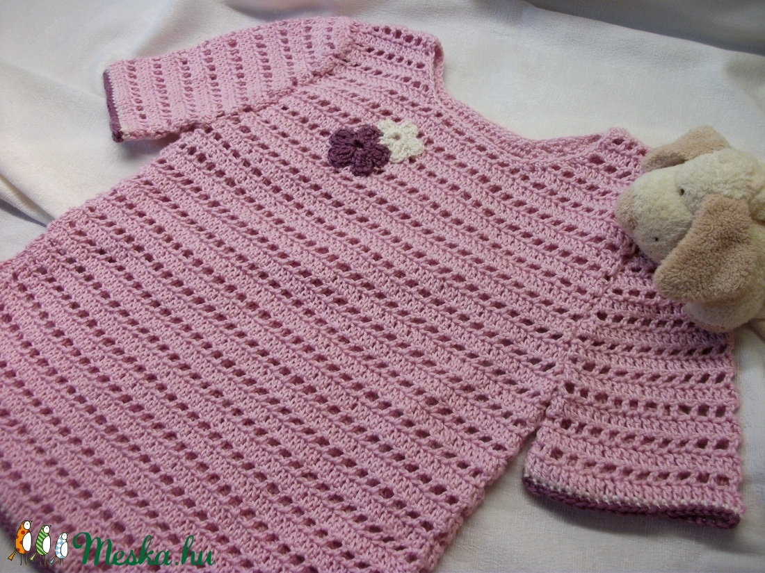 Horgolt, rózsaszín kislány felső, pulcsi - ruha & divat - babaruha & gyerekruha - pulóver - Meska.hu