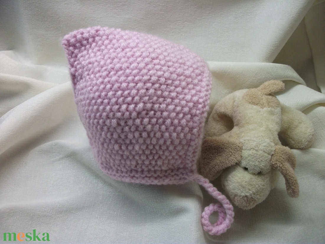 Kötött rózsaszín bébi sapka, fél éveseknek, nagyon meleg - ruha & divat - babaruha & gyerekruha - babasapka - Meska.hu