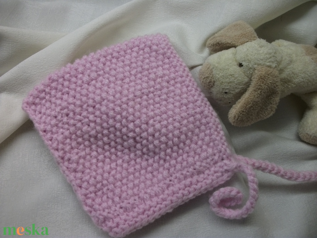 Kötött rózsaszín bébi sapka, fél éveseknek, nagyon meleg - ruha & divat - babaruha & gyerekruha - babasapka - Meska.hu