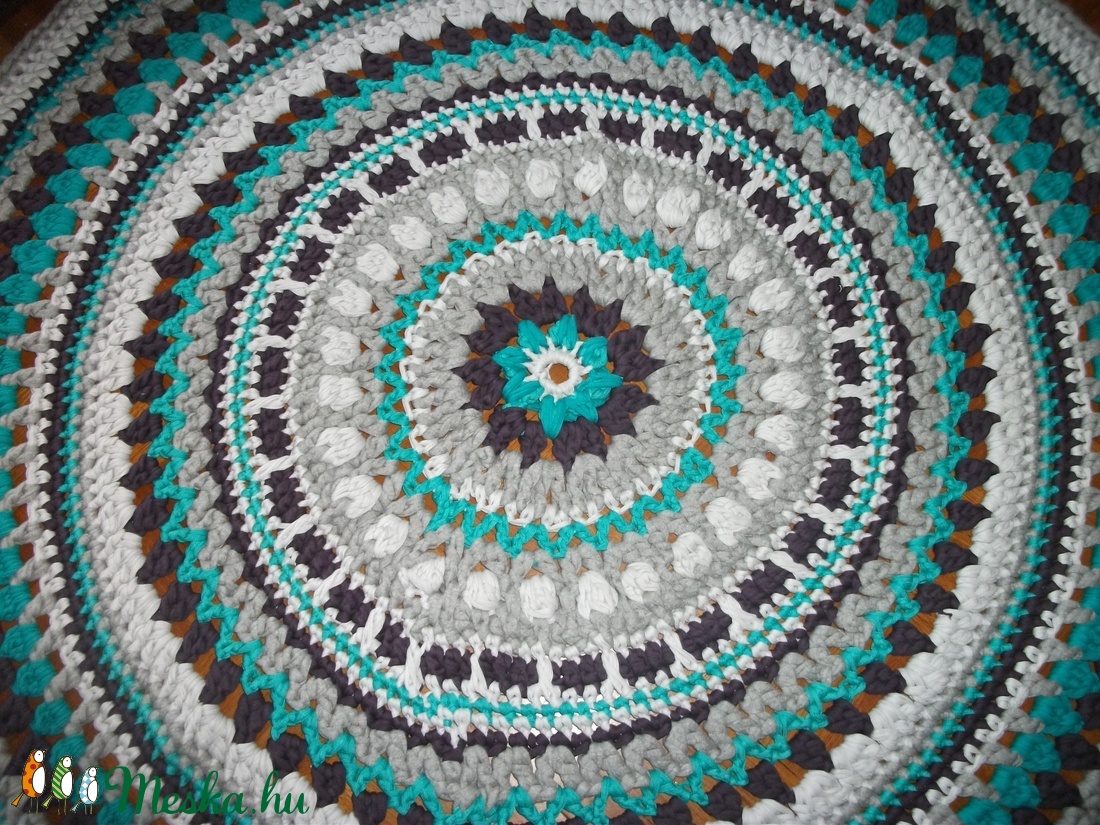 Horgolt mandala szőnyeg pólófonalból - - Meska.hu Horgolt mandala szőnyeg pólófonalból - - Meska.hu