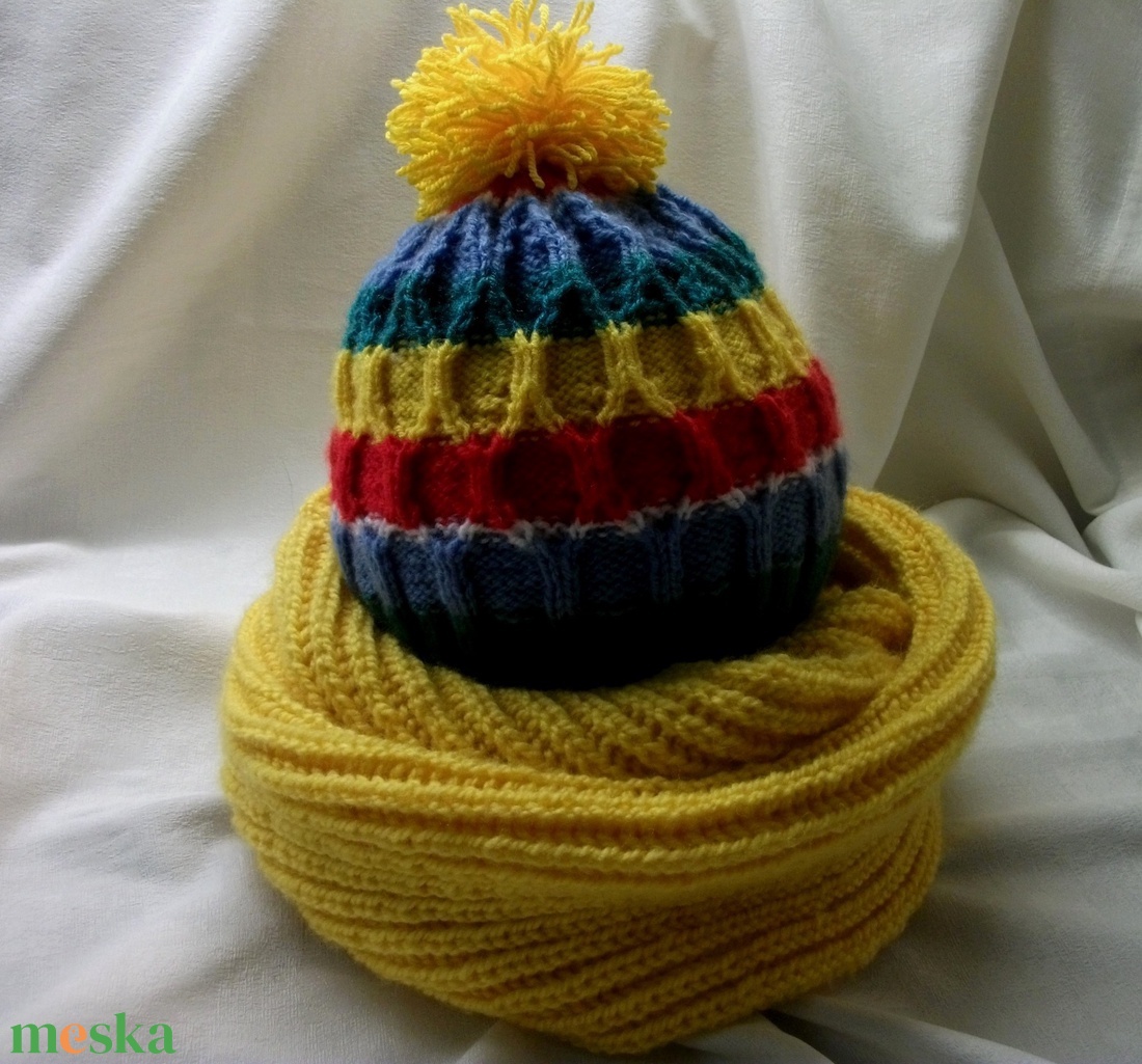 Kötött sárga körsál, csősál. Férfi? Női? - ruha & divat - sál, sapka, kendő - sál - Meska.hu