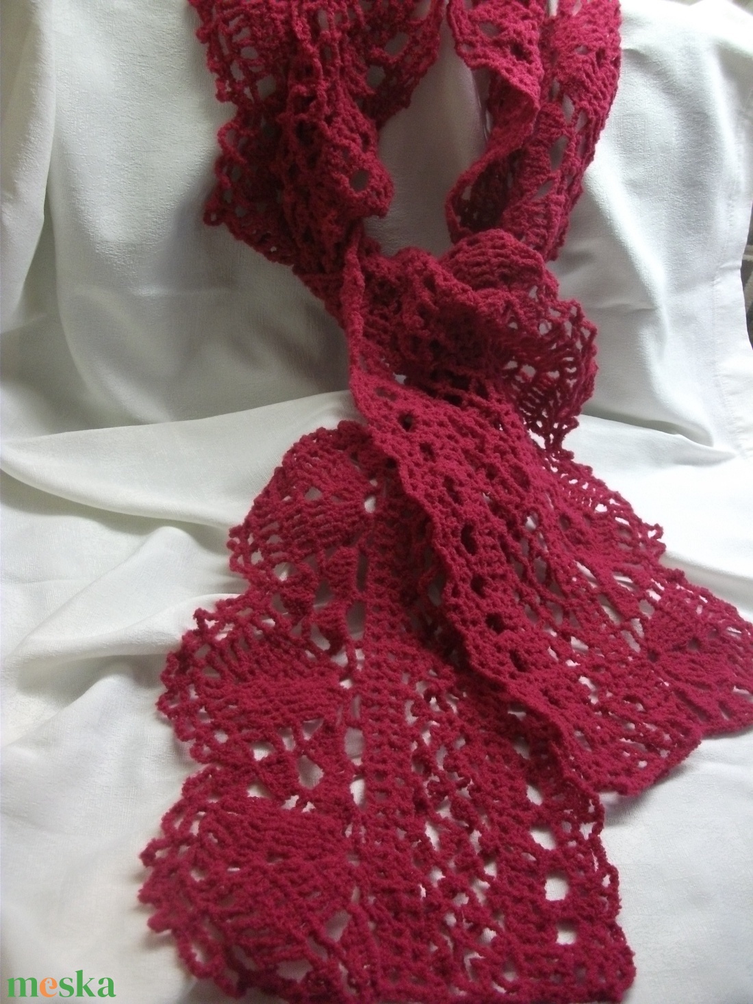 Tinta-piros, vagy pink, horgolt sál - ruha & divat - sál, sapka, kendő - sál - Meska.hu