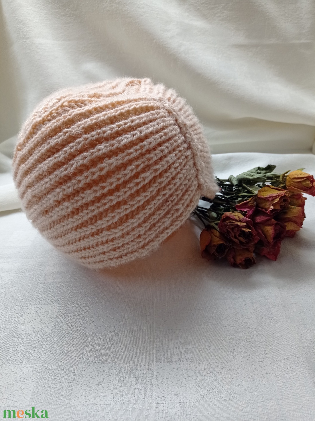 Puder rózsaszín kötött turbán, sapka  - ruha & divat - sál, sapka, kendő - sapka - Meska.hu